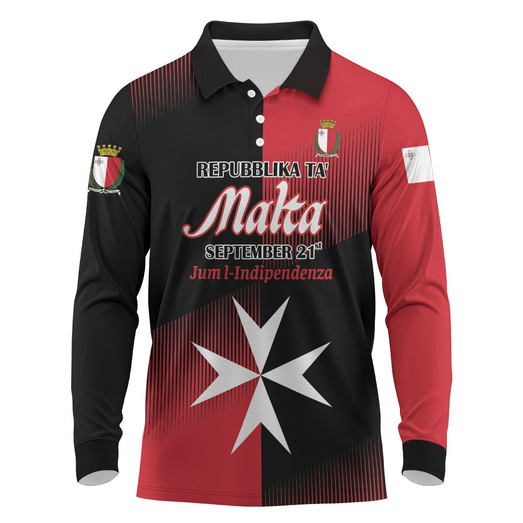 Personalised Malta Jum l-Indipendenza Long Sleeve Polo Shirt September 21st