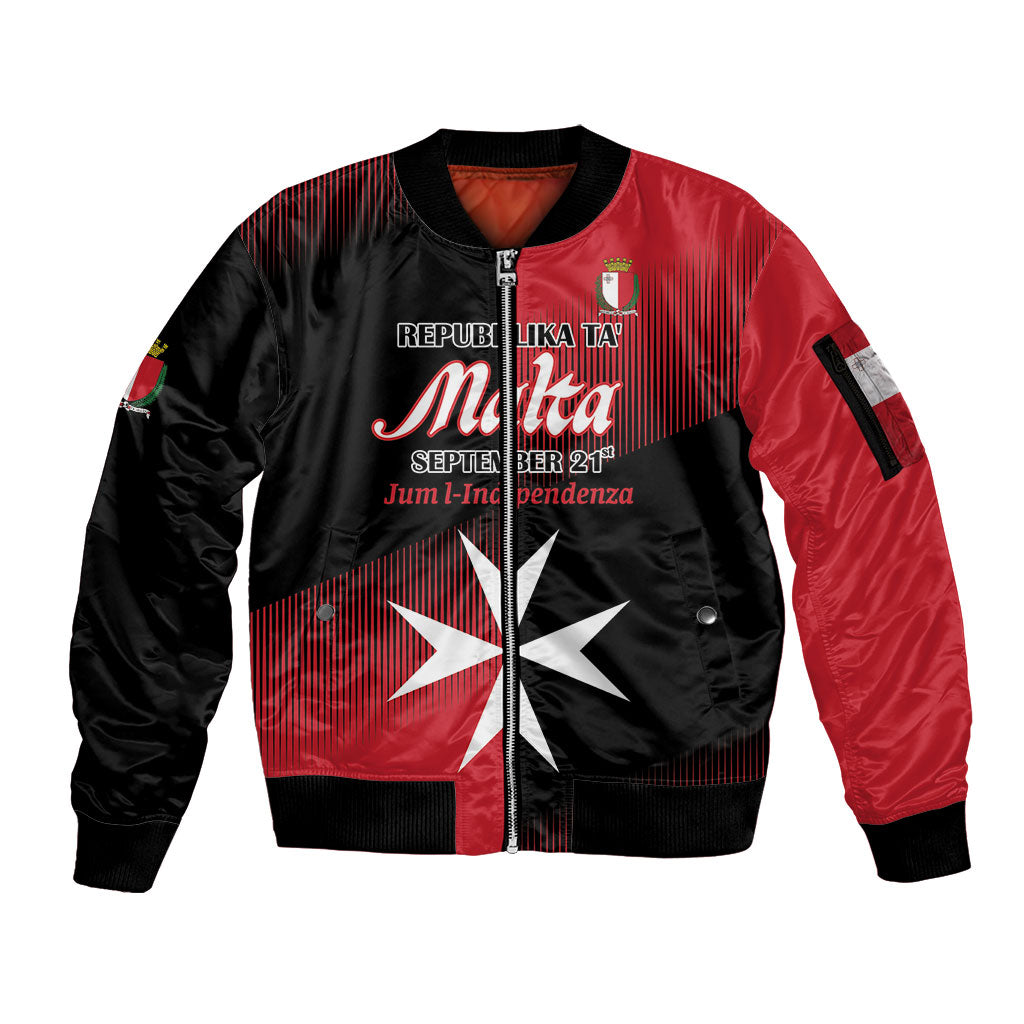 Personalised Malta Jum l-Indipendenza Sleeve Zip Bomber Jacket September 21st