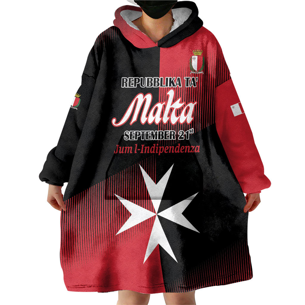 Personalised Malta Jum l-Indipendenza Wearable Blanket Hoodie September 21st