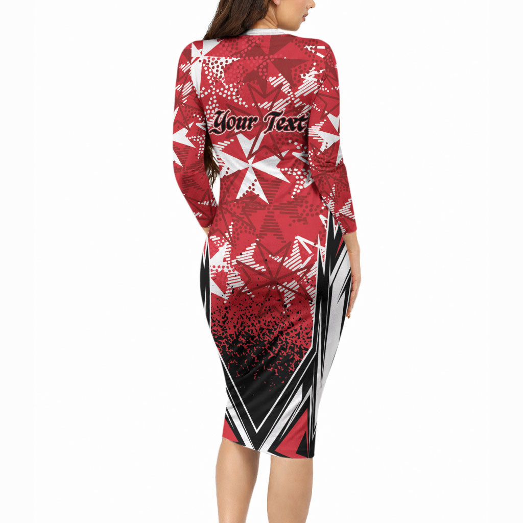 Personalised Repubblika ta Malta Long Sleeve Bodycon Dress Dynamic Style