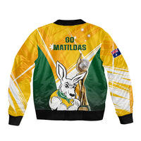 Australia Soccer Bomber Jacket Matildas Kangaroo With World Cup Trophy 2023 Yellow Version - Wonder Print Shop