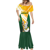 Australia Soccer Mermaid Dress Matildas Kangaroo With World Cup Trophy 2023 Yellow Version - Wonder Print Shop