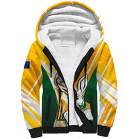 Australia Soccer Sherpa Hoodie Matildas Kangaroo With World Cup Trophy 2023 Yellow Version - Wonder Print Shop