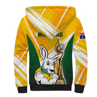 Australia Soccer Sherpa Hoodie Matildas Kangaroo With World Cup Trophy 2023 Yellow Version - Wonder Print Shop