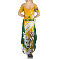 Australia Soccer Summer Maxi Dress Matildas Kangaroo With World Cup Trophy 2023 Yellow Version - Wonder Print Shop