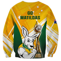 Australia Soccer Sweatshirt Matildas Kangaroo With World Cup Trophy 2023 Yellow Version - Wonder Print Shop