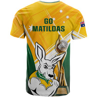 Australia Soccer T Shirt Matildas Kangaroo With World Cup Trophy 2023 Yellow Version - Wonder Print Shop
