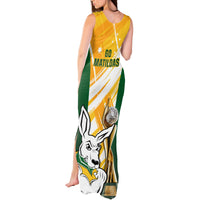 Australia Soccer Tank Maxi Dress Matildas Kangaroo With World Cup Trophy 2023 Yellow Version - Wonder Print Shop