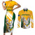 Custom Australia Soccer Couples Matching Short Sleeve Bodycon Dress and Long Sleeve Button Shirts Matildas Kangaroo With World Cup Trophy 2023 Yellow Version - Wonder Print Shop