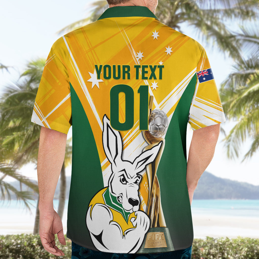 Custom Australia Soccer Hawaiian Shirt Matildas Kangaroo With World Cup Trophy 2023 Yellow Version - Wonder Print Shop