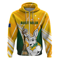 Custom Australia Soccer Hoodie Matildas Kangaroo With World Cup Trophy 2023 Yellow Version - Wonder Print Shop
