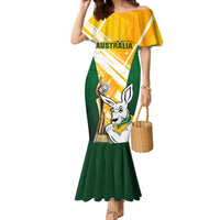 Custom Australia Soccer Mermaid Dress Matildas Kangaroo With World Cup Trophy 2023 Yellow Version - Wonder Print Shop
