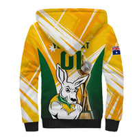 Custom Australia Soccer Sherpa Hoodie Matildas Kangaroo With World Cup Trophy 2023 Yellow Version - Wonder Print Shop