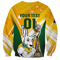 Custom Australia Soccer Sweatshirt Matildas Kangaroo With World Cup Trophy 2023 Yellow Version - Wonder Print Shop