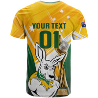 Custom Australia Soccer T Shirt Matildas Kangaroo With World Cup Trophy 2023 Yellow Version - Wonder Print Shop