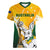 Custom Australia Soccer Women V Neck T Shirt Matildas Kangaroo With World Cup Trophy 2023 Yellow Version - Wonder Print Shop