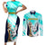 Australia Soccer Couples Matching Short Sleeve Bodycon Dress and Long Sleeve Button Shirts Matildas Kangaroo With World Cup Trophy 2023 Turquoise Version - Wonder Print Shop