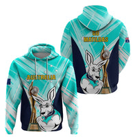 Australia Soccer Hoodie Matildas Kangaroo With World Cup Trophy 2023 Turquoise Version - Wonder Print Shop