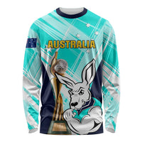 Australia Soccer Long Sleeve Shirt Matildas Kangaroo With World Cup Trophy 2023 Turquoise Version LT01