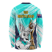 Australia Soccer Long Sleeve Shirt Matildas Kangaroo With World Cup Trophy 2023 Turquoise Version LT01