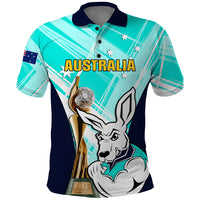 Australia Soccer Polo Shirt Matildas Kangaroo With World Cup Trophy 2023 Turquoise Version - Wonder Print Shop