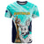 Australia Soccer T Shirt Matildas Kangaroo With World Cup Trophy 2023 Turquoise Version - Wonder Print Shop