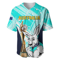 Custom Australia Soccer Baseball Jersey Matildas Kangaroo With World Cup Trophy 2023 Turquoise Version - Wonder Print Shop