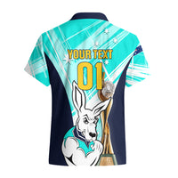 Custom Australia Soccer Hawaiian Shirt Matildas Kangaroo With World Cup Trophy 2023 Turquoise Version - Wonder Print Shop