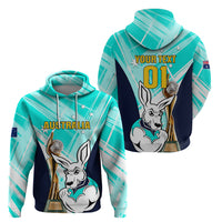 Custom Australia Soccer Hoodie Matildas Kangaroo With World Cup Trophy 2023 Turquoise Version - Wonder Print Shop