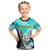 Custom Australia Soccer Kid T Shirt Matildas Kangaroo With World Cup Trophy 2023 Turquoise Version - Wonder Print Shop