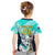 Custom Australia Soccer Kid T Shirt Matildas Kangaroo With World Cup Trophy 2023 Turquoise Version - Wonder Print Shop