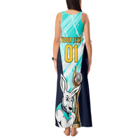 Custom Australia Soccer Tank Maxi Dress Matildas Kangaroo With World Cup Trophy 2023 Turquoise Version - Wonder Print Shop