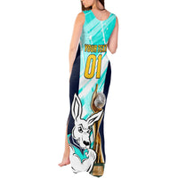 Custom Australia Soccer Tank Maxi Dress Matildas Kangaroo With World Cup Trophy 2023 Turquoise Version - Wonder Print Shop
