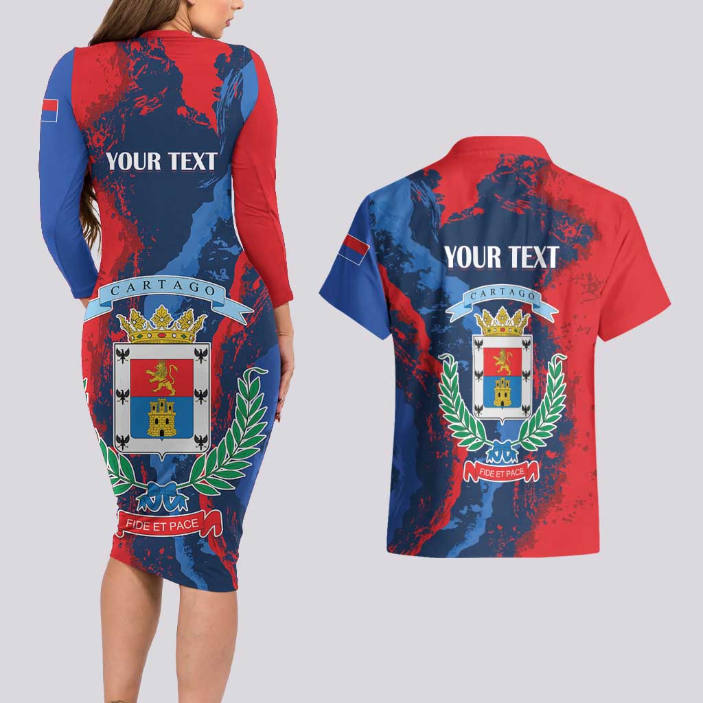 Personalized Costa Rica Cartago Province Couples Matching Long Sleeve Bodycon Dress and Hawaiian Shirt Brumosos Hometown - Wonder Print Shop