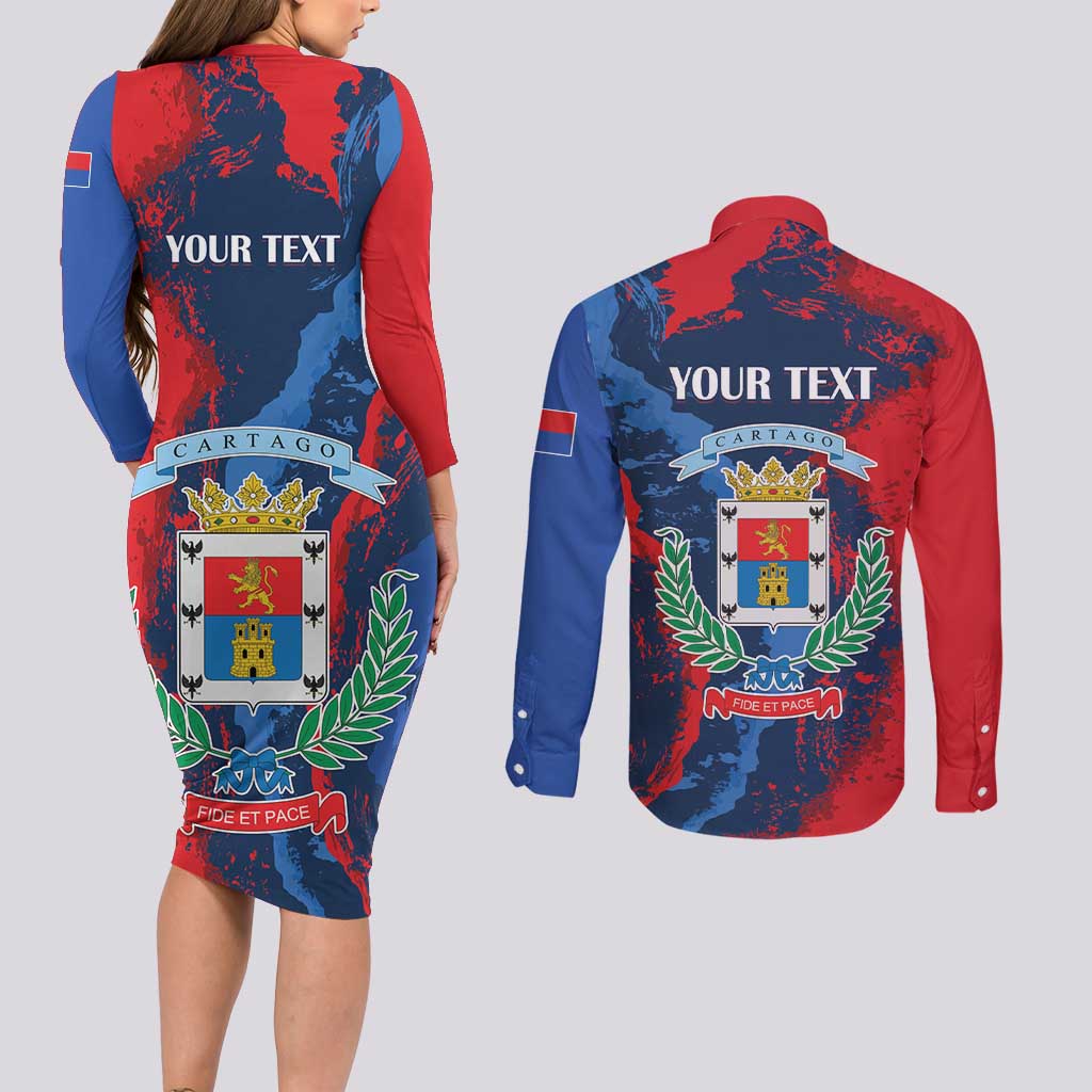 Personalized Costa Rica Cartago Province Couples Matching Long Sleeve Bodycon Dress and Long Sleeve Button Shirt Brumosos Hometown - Wonder Print Shop