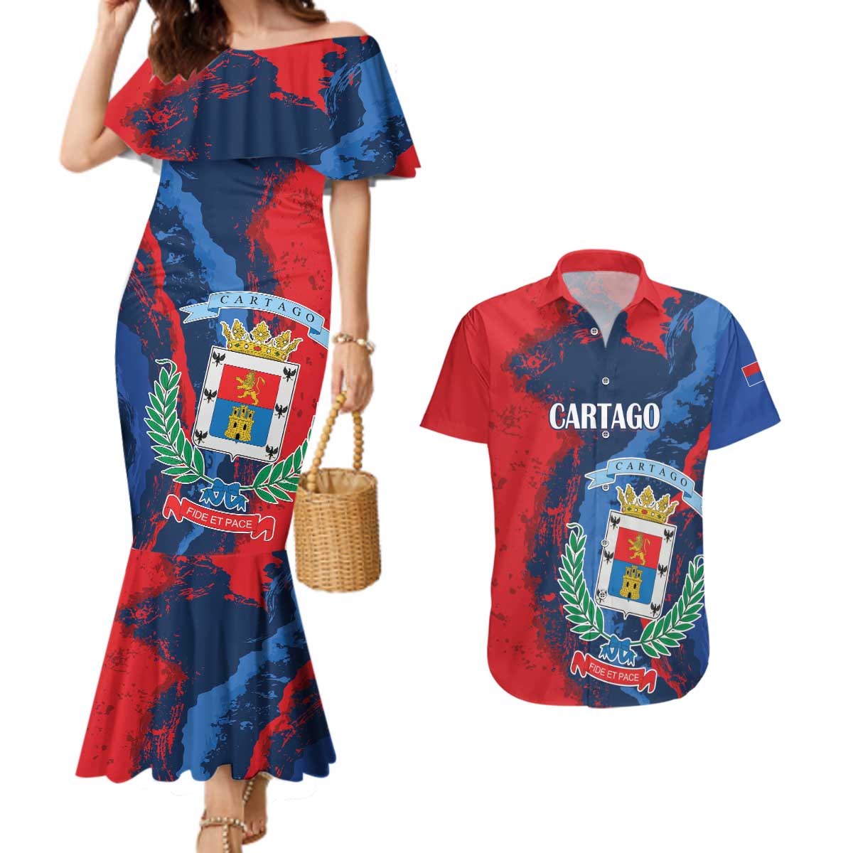 Personalized Costa Rica Cartago Province Couples Matching Mermaid Dress and Hawaiian Shirt Brumosos Hometown - Wonder Print Shop