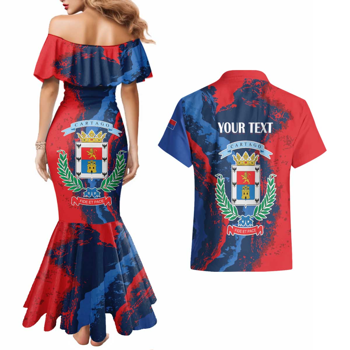 Personalized Costa Rica Cartago Province Couples Matching Mermaid Dress and Hawaiian Shirt Brumosos Hometown - Wonder Print Shop