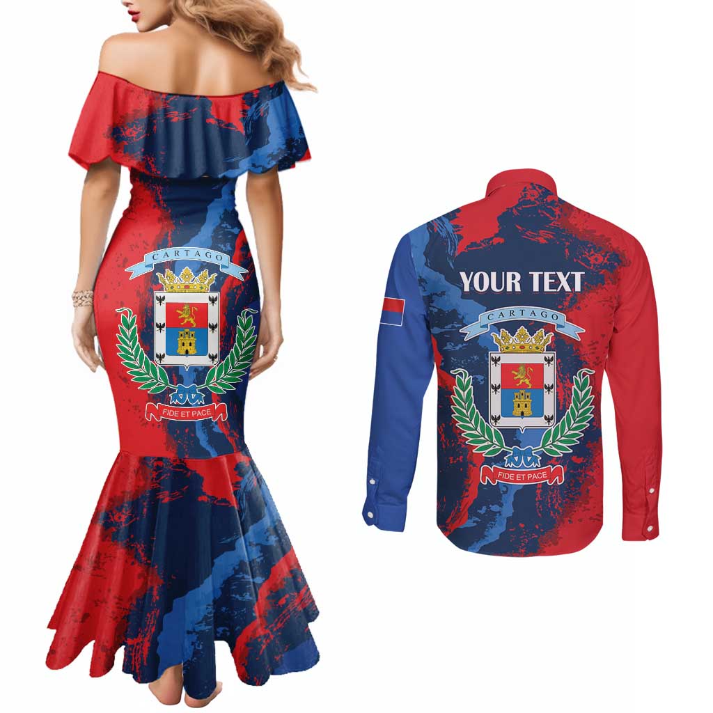 Personalized Costa Rica Cartago Province Couples Matching Mermaid Dress and Long Sleeve Button Shirt Brumosos Hometown - Wonder Print Shop