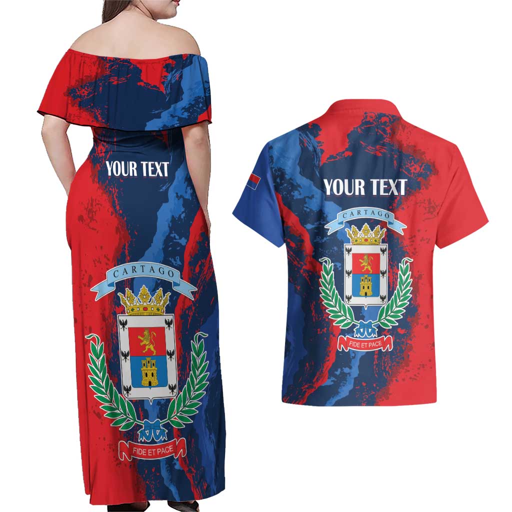 Personalized Costa Rica Cartago Province Couples Matching Off Shoulder Maxi Dress and Hawaiian Shirt Brumosos Hometown - Wonder Print Shop