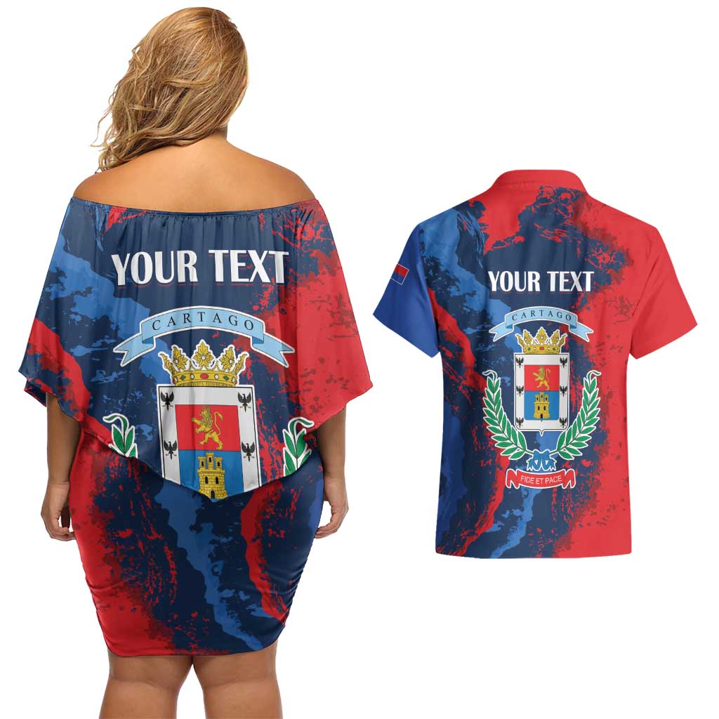 Personalized Costa Rica Cartago Province Couples Matching Off Shoulder Short Dress and Hawaiian Shirt Brumosos Hometown - Wonder Print Shop