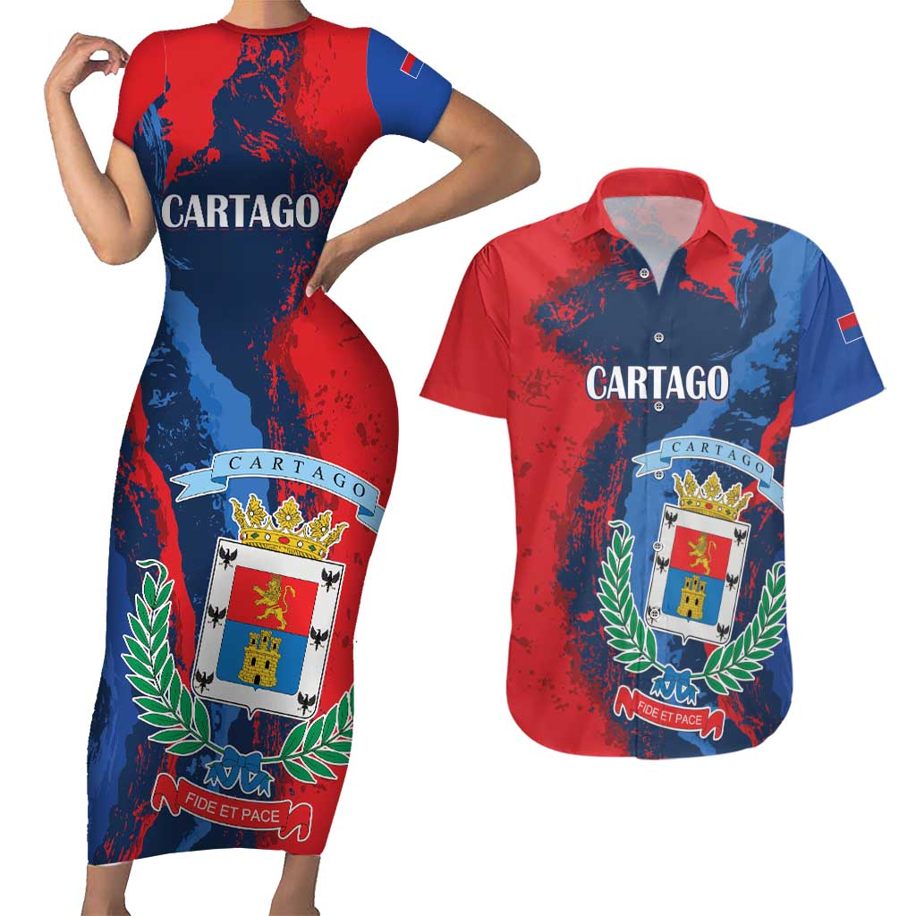 Personalized Costa Rica Cartago Province Couples Matching Short Sleeve Bodycon Dress and Hawaiian Shirt Brumosos Hometown - Wonder Print Shop