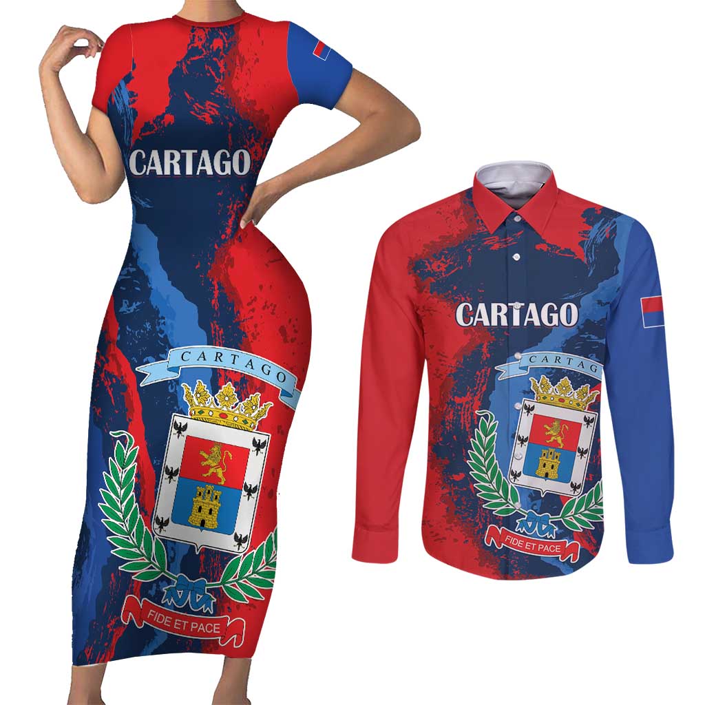 Personalized Costa Rica Cartago Province Couples Matching Short Sleeve Bodycon Dress and Long Sleeve Button Shirt Brumosos Hometown - Wonder Print Shop