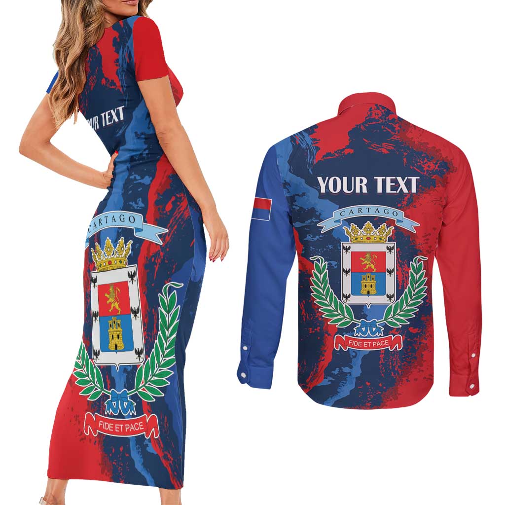 Personalized Costa Rica Cartago Province Couples Matching Short Sleeve Bodycon Dress and Long Sleeve Button Shirt Brumosos Hometown - Wonder Print Shop