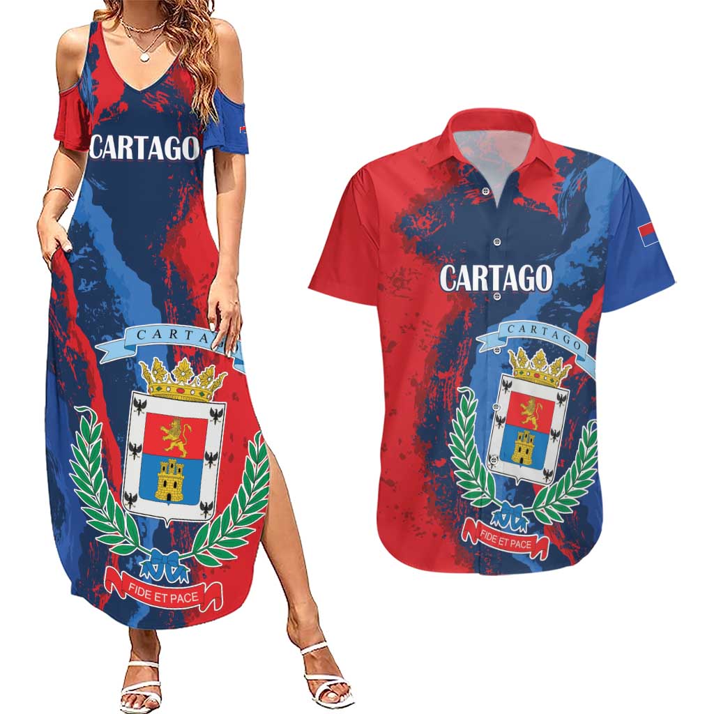 Personalized Costa Rica Cartago Province Couples Matching Summer Maxi Dress and Hawaiian Shirt Brumosos Hometown - Wonder Print Shop