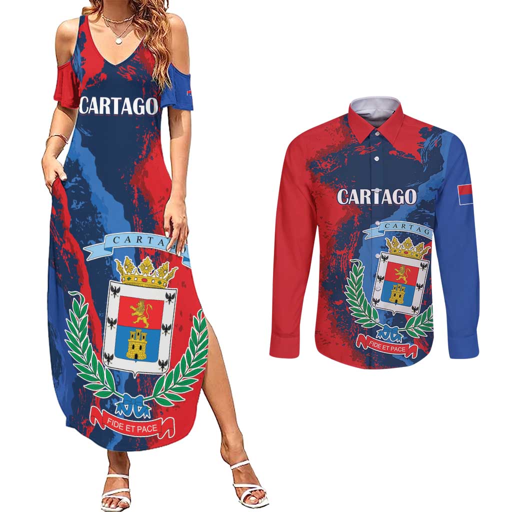 Personalized Costa Rica Cartago Province Couples Matching Summer Maxi Dress and Long Sleeve Button Shirt Brumosos Hometown - Wonder Print Shop