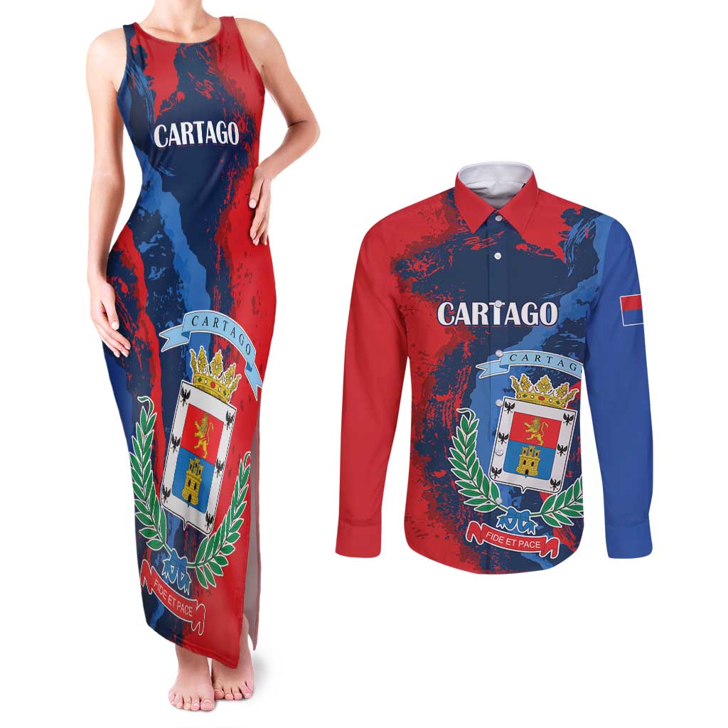 Personalized Costa Rica Cartago Province Couples Matching Tank Maxi Dress and Long Sleeve Button Shirt Brumosos Hometown - Wonder Print Shop