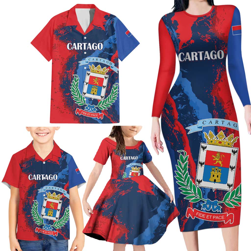 Personalized Costa Rica Cartago Province Family Matching Long Sleeve Bodycon Dress and Hawaiian Shirt Brumosos Hometown - Wonder Print Shop
