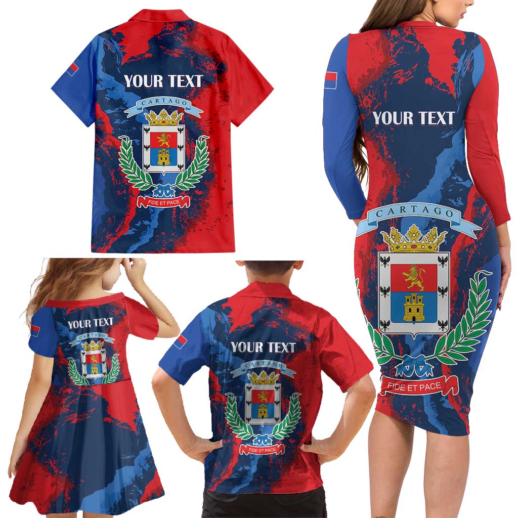 Personalized Costa Rica Cartago Province Family Matching Long Sleeve Bodycon Dress and Hawaiian Shirt Brumosos Hometown - Wonder Print Shop