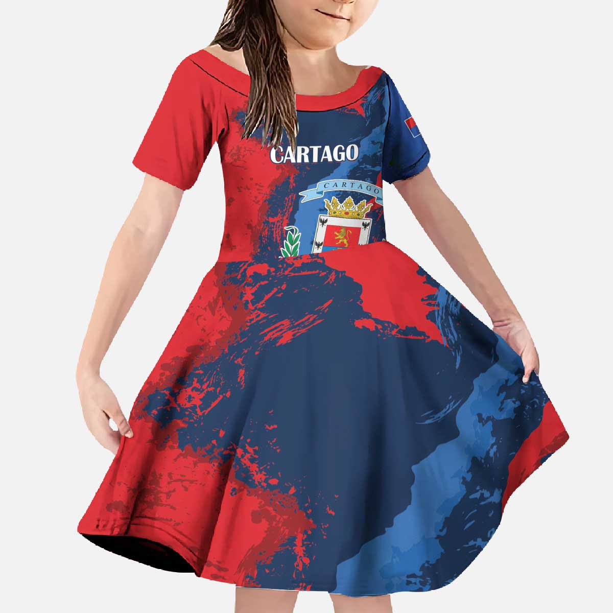 Personalized Costa Rica Cartago Province Family Matching Off The Shoulder Long Sleeve Dress and Hawaiian Shirt Brumosos Hometown - Wonder Print Shop
