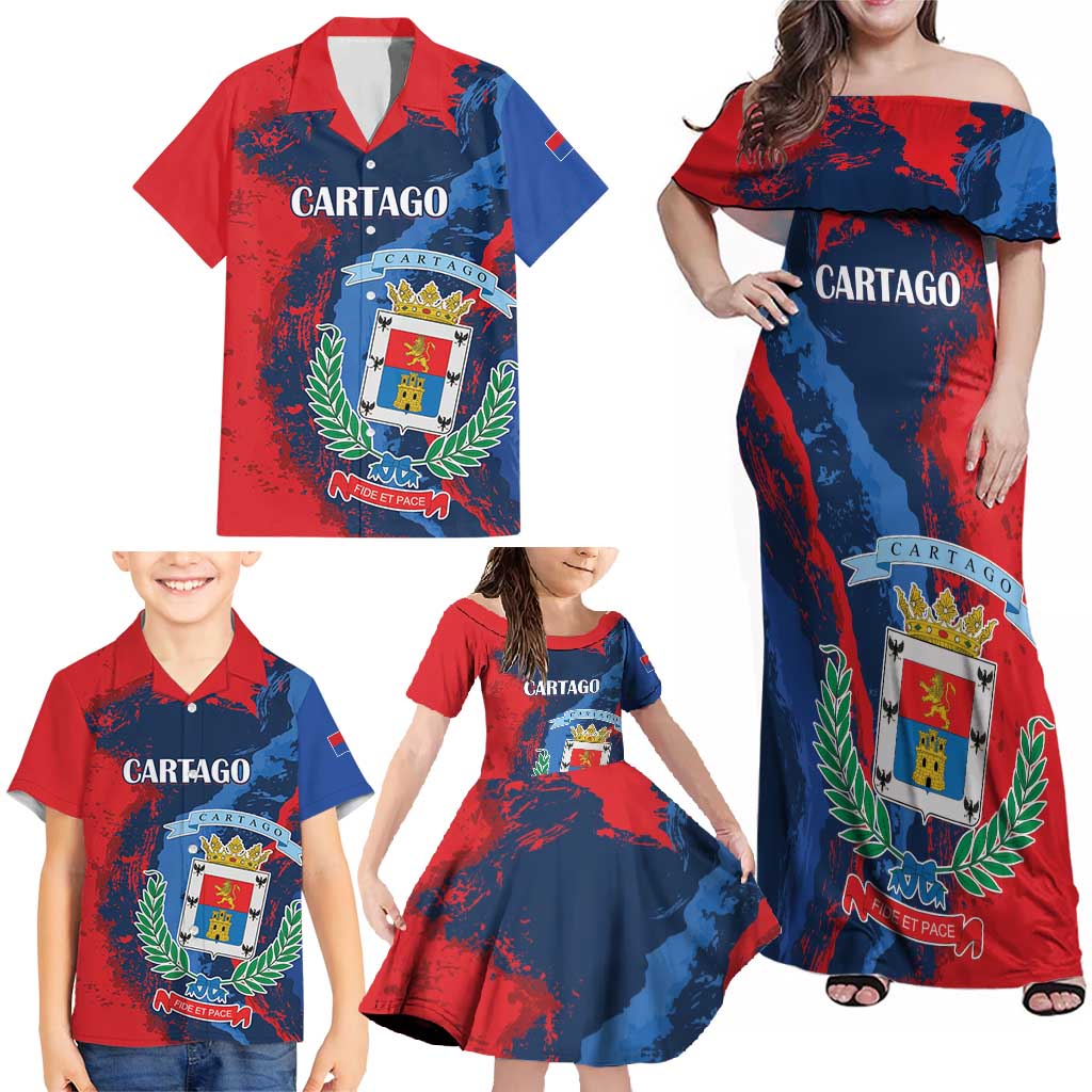 Personalized Costa Rica Cartago Province Family Matching Off Shoulder Maxi Dress and Hawaiian Shirt Brumosos Hometown - Wonder Print Shop